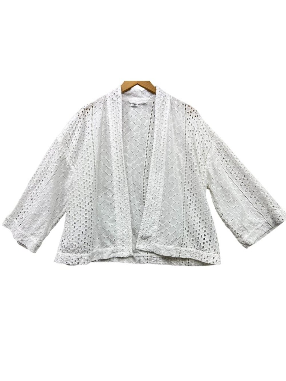 Gap Womens Eyelet Sheer Open Front Kimono Cardigan Medium White Cropped Casual